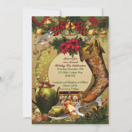 ホリデークリスマスティーパーティの招待状 招待状