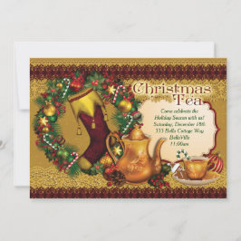 ホリデークリスマスティーパーティの招待状 招待状
