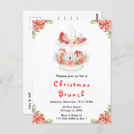 ホリデークリスマスティーパーティーレッド ポストカード