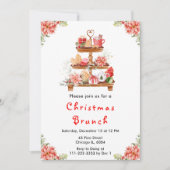 ホリデークリスマスティーパーティーレッド 招待状 (正面)