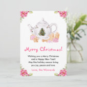 ホリデークリスマスティーピンクのメリークリスマス シーズンカード (スタンド正面)