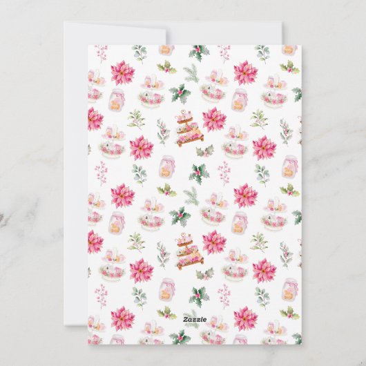 ホリデークリスマスティーピンクのメリークリスマス シーズンカード (裏面)