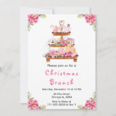 ホリデークリスマスティーピンクパーティー 招待状 (正面)