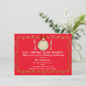 ホリデークリスマスディナー食べパーティードリンクメリービー 招待状 (スタンド正面)