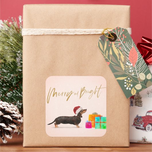 ホリデークリスマスドッグダシュンドブリーメリート スクエアシール (クリスマス)