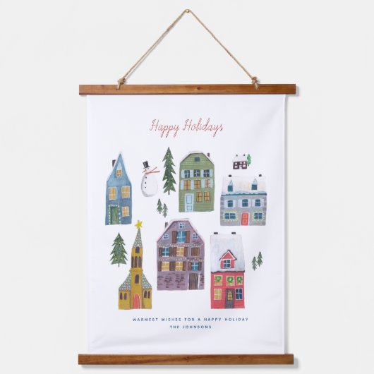 ホリデークリスマスハウシズ | 吊り下げ型タペストリー (正面)