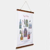 ホリデークリスマスハウシズ | 吊り下げ型タペストリー (傾斜あり)