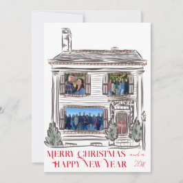 ホリデークリスマスハウスフラットカード シーズンカード