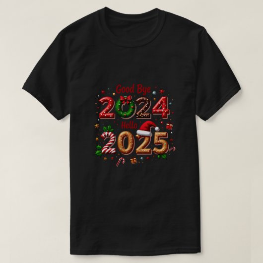 ホリデークリスマスバイナーズ2024 Hello 2025 Tシャツ (デザイン正面)