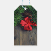 ホリデークリスマスパインツリーブランチ、レッドボウ ギフトタグ (裏面)