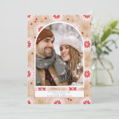 ホリデークリスマスパターンパーソナライズされた写真 シーズンカード (スタンド正面)