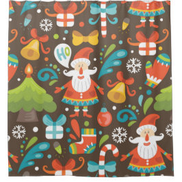 ホリデークリスマスパターン シャワーカーテン