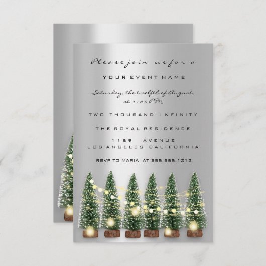 ホリデークリスマスパーティの招待状グレーツリーウィンテ 招待状 (正面/裏面)