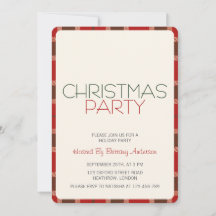 ホリデークリスマスパーティの招待状タータンチェックプレイド