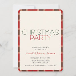 ホリデークリスマスパーティの招待状タータンチェックプレイド 招待状