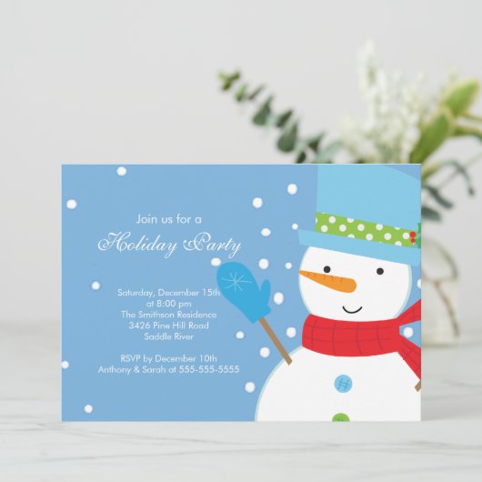 ホリデークリスマスパーティの招待状雪だるまカウト 招待状 (スタンド正面)