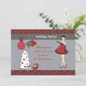 ホリデークリスマスパーティーガール招待状 招待状 (スタンド正面)