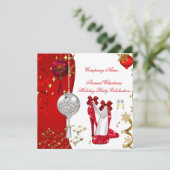 ホリデークリスマスパーティーシャンパンヒール 招待状 (スタンド正面)