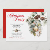 ホリデークリスマスパーティーファミリーま企業のたは 招待状 (正面/裏面)