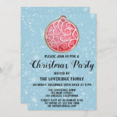 ホリデークリスマスパーティーレッドボールクッキーブルースノー 招待状 (正面/裏面)