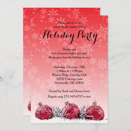 ホリデークリスマスパーティー 招待状 (正面/裏面)