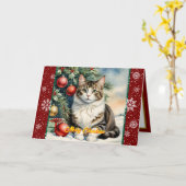 ホリデークリスマスビューティフルコレモダンクション カード (黄色い花)