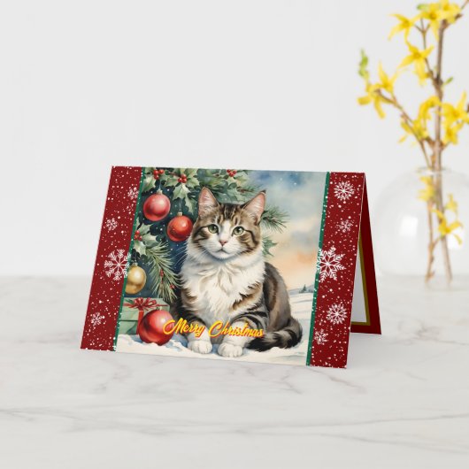 ホリデークリスマスビューティフルコレモダンクション カード (黄色い花)