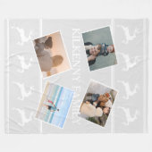 ホリデークリスマスフォトカスタムトナカイ灰色 フリースブランケット (正面(横))