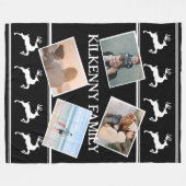 ホリデークリスマスフォトカスタムトナカイ黒 フリースブランケット (正面(横))