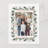 ホリデークリスマスフォトカードリース葉ズベリー シーズンポストカード (正面)