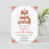 ホリデークリスマスブランチ誕生日パーティレッド 招待状 (スタンド正面)