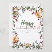 ホリデークリスマスブロージングオレンジカスタムファミリー シーズンカード (正面)