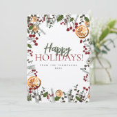 ホリデークリスマスブロージングオレンジカスタムファミリー シーズンカード (スタンド正面)