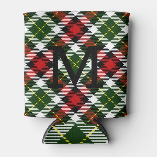 ホリデークリスマスプライド家族モノグラムイニシャル 缶クーラー (正面)