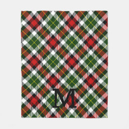 ホリデークリスマスプレイドモノグラムイニシャルフェスティバル フリースブランケット