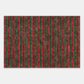 ホリデークリスマスベフェイクルベットレッドグリーンクリスマス ラッピングペーパーシート (正面3)