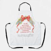 ホリデークリスマスベルと弓の水の色のカスタム エプロン (正面)