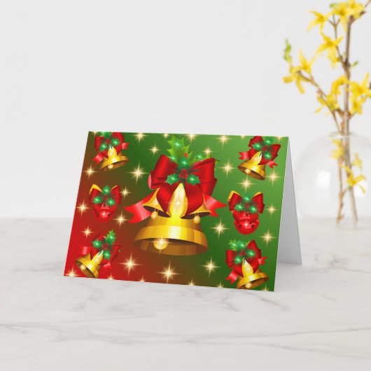 ホリデークリスマスベルグリーティングカード カード (黄色い花)