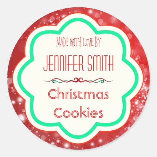 ホリデークリスマスベーカリー焼いたクッキー ラウンドシール (正面)