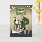 ホリデークリスマスペンギンのグリーティングカード カード (黄色い花)