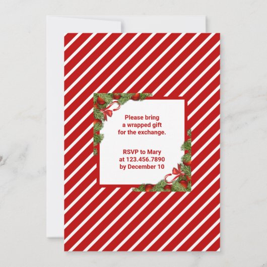 ホリデークリスマスホワイトエレファントギフトエクスチェンジ 招待状 (裏面)