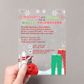 ホリデークリスマスボーリングパジャマピザパーティー アクリル招待状 (インサイチュ (ポータブル))