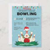 ホリデークリスマスボーリングLTブルーグリーンスノーパーティー 招待状 (正面)