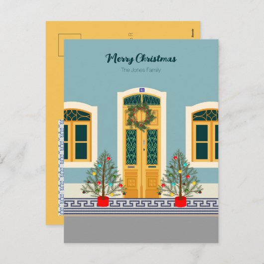 ホリデークリスマスポルトガルフェスティバルハウスカード シーズンポストカード (正面/裏面)