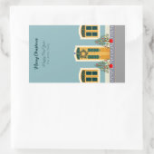 ホリデークリスマスポルトガルフェスティバルハウス 長方形シール (バッグ)