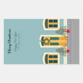 ホリデークリスマスポルトガルフェスティバルハウス 長方形シール (正面)