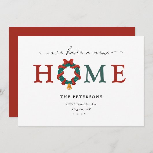 ホリデークリスマスムービングのための新しいホーム 案内状 (正面/裏面)