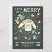 ホリデークリスマスメリーパーティーセーターをゲット 招待状 (正面)