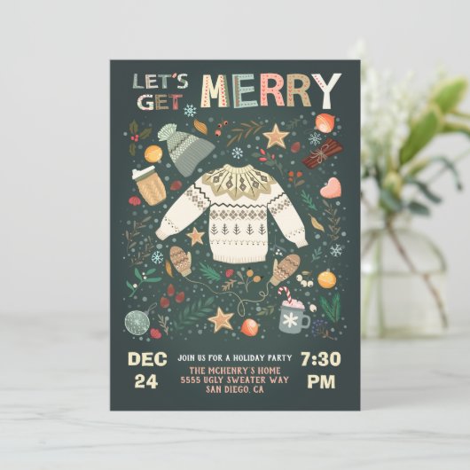 ホリデークリスマスメリーパーティーセーターをゲット 招待状 (スタンド正面)
