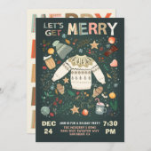 ホリデークリスマスメリーパーティーセーターをゲット 招待状 (正面/裏面)
